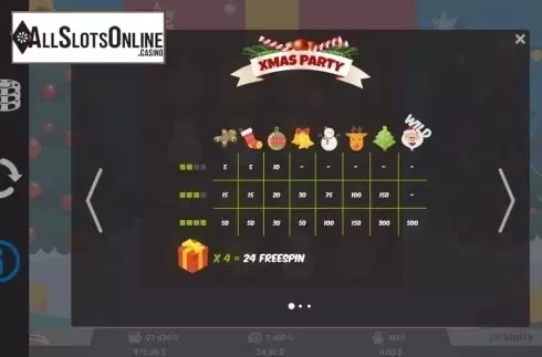 Paytable. Xmas Party (MrSlotty) from MrSlotty