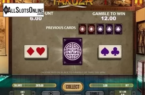 Risk (Double up) game screen. Yakuza (Fugaso) from Fugaso