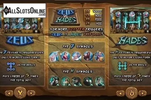 Paytable 2. Zeus Vs Hades from TOP TREND GAMING
