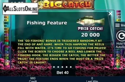 Paytable 2. Big Catch from Greentube