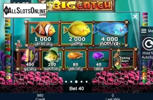 Paytable 3. Big Catch from Greentube