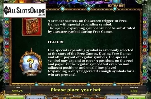 Paytable 2. Book of Stars from Greentube