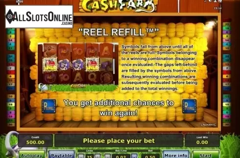 Paytable 3. Cash Farm from Greentube
