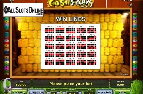 Paytable 4. Cash Farm from Greentube