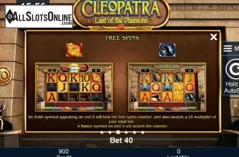 Paytable 3. Cleopatra Last of the Pharaohs from Greentube