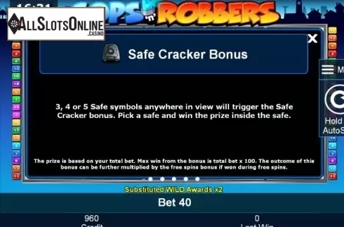 Paytable 3. Cops'n' Robbers (Green Tube) from Greentube