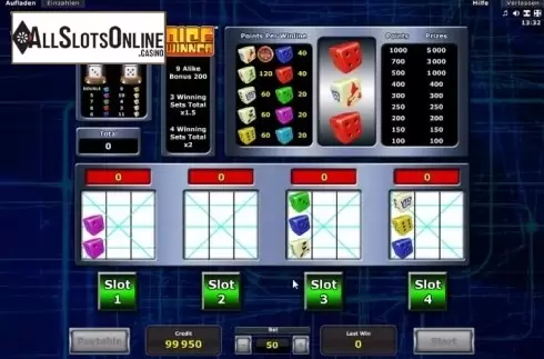 Screen 2. Dice Winner from Greentube
