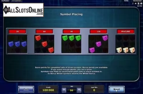 Paytable 2. Dice Winner from Greentube