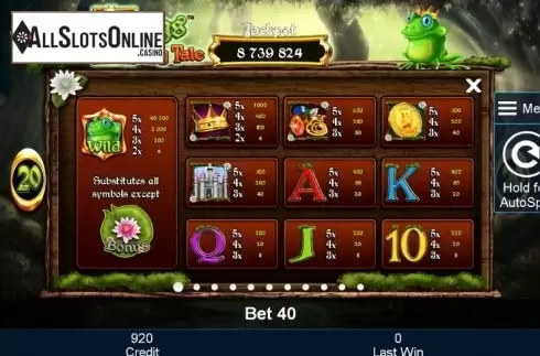 Paytable 1. Frogs Fairy Tale from Greentube