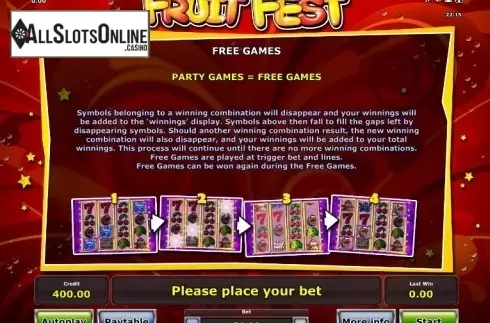 Paytable 2. Fruit Fest from Greentube