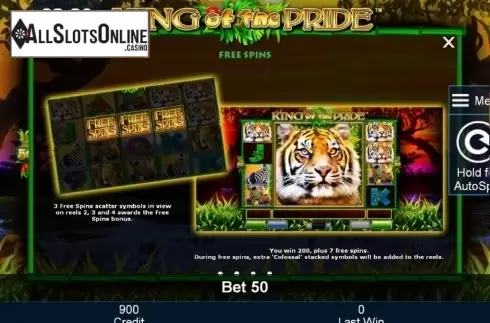 Paytable 2. King of the Pride from Mazooma