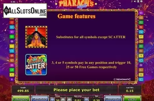 Paytable 3. Pharaoh´s Night from Greentube