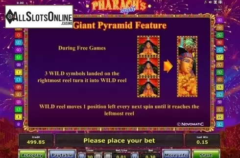 Paytable 4. Pharaoh´s Night from Greentube