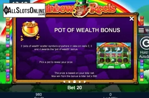 Paytable 3. Rainbow Reels from Greentube