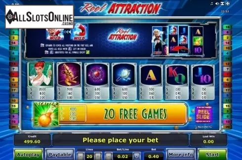 Paytable 1. Reel Attraction from Greentube