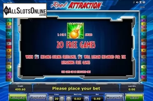 Paytable 3. Reel Attraction from Greentube