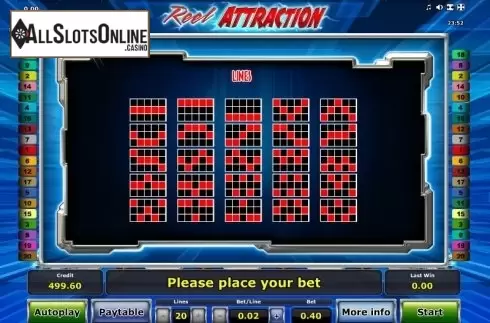 Paytable 4. Reel Attraction from Greentube