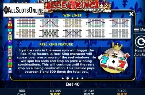 Paytable 2. Reel King Potty from Greentube