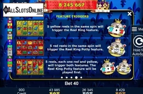 Paytable 4. Reel King Potty from Greentube