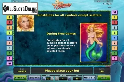 Paytable 2. Sea Beauty™ from Greentube