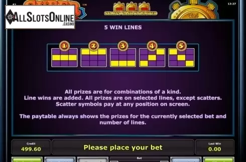 Paytable 2. Super Dice from Greentube