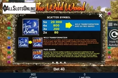 Paytable 2. The Wild Wood™ from Greentube