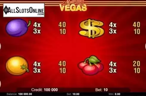 Paytable 2. Multi Vegas 81 from KAJOT