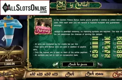 Millionaire Genie Paytable. Millionaire Genie (888 Gaming) from 888 Gaming