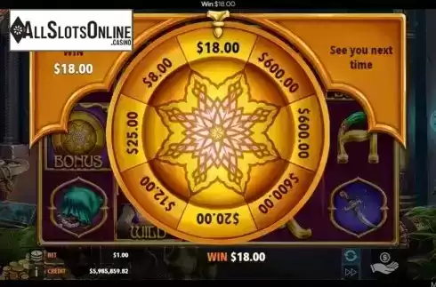 Win Bonus Game screen