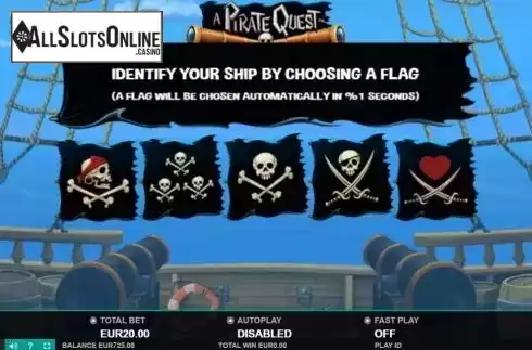 Start Screen. A Pirate Quest (Leander Games) from Leander Games