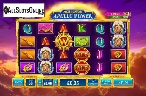 Reel Screen. Age of the Gods: Apollo Power from Playtech Origins