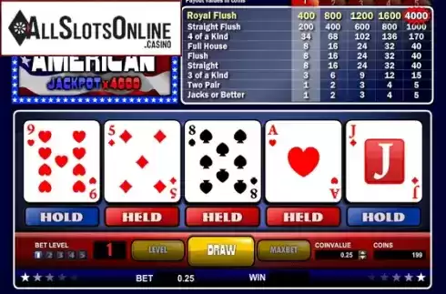 Game Screen 2. All American Poker (1x2gaming) from 1X2gaming
