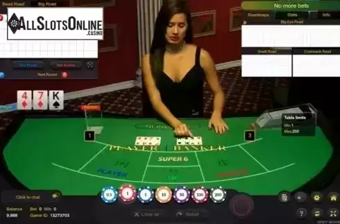 Game Screen. Baccarat Super 6 Live Casino from Ezugi