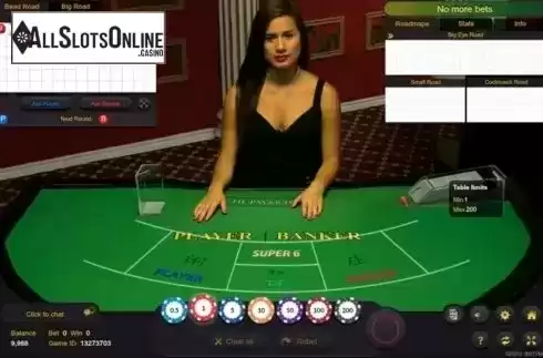 Game Screen. Baccarat Super 6 Live Casino from Ezugi