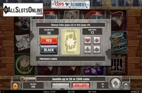 Gamble screen. Cops 'N' Robbers 2018 (Play'n Go) from Play'n Go