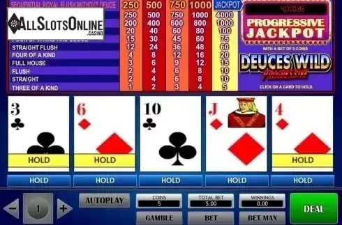 Game Screen. Deuces Wild Progressive Poker from iSoftBet