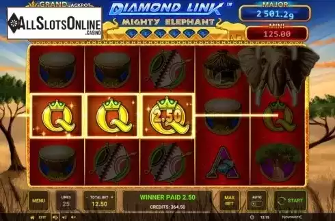 Win Screen 2. Diamond Link Mighty Elephant from Greentube