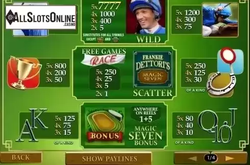 Paytable 1. Frankie Dettori's: Magic Seven from Playtech