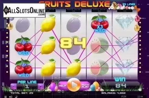 Win Screen. Fruits Deluxe Easter Edition from Spinomenal