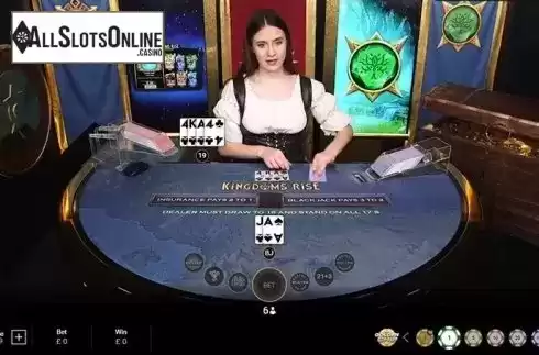 Game screen. Kingdoms Rise Live Blackjack from Playtech
