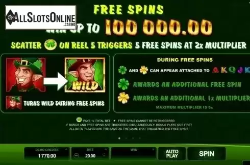 Paytable 1. Lucky Leprechaun (Microgaming) from Microgaming