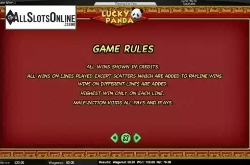Rules. Lucky Panda (Top Trend Gaming) from TOP TREND GAMING
