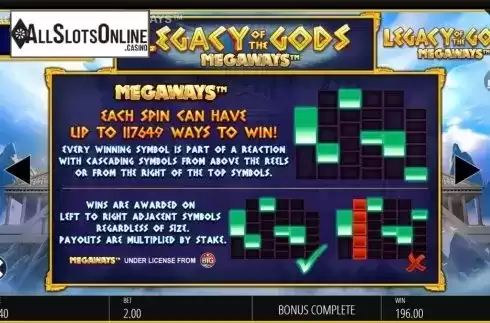 Paylines. Legacy Of The Gods Megaways from Blueprint