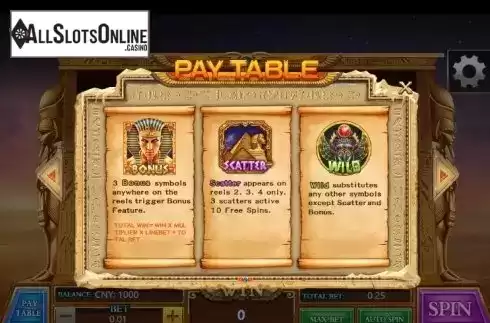 Paytable 2. Pharaos Treasure (Aiwin Games) from Aiwin Games
