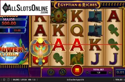 Win screen. Power Strike Egyptian Riches from Bally