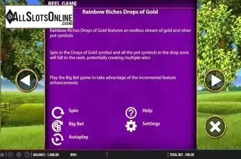 Paytable 4. Rainbow Riches Drops of Gold from Barcrest