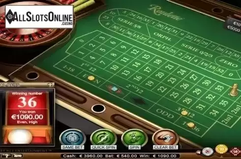 Game Screen. Roulette Advanced High Limit from NetEnt