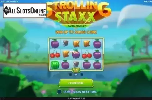 Start Screen. Strolling Staxx Cubic Fruits from NetEnt