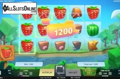 Win Screen. Strolling Staxx Cubic Fruits from NetEnt