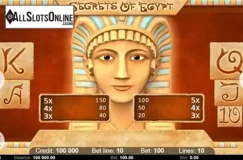 Paytable 2. Secrets of Egypt (Kajot Games) from KAJOT